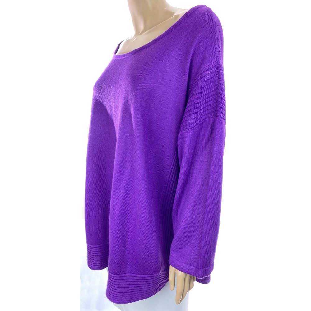 Dana Buchman Knit Purple Sweater Size 1X Long Sleeves Curved Hem Acrylic - Picture 5 of 7
